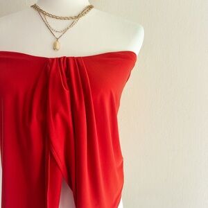 Express Vibrant Red Strapless Top